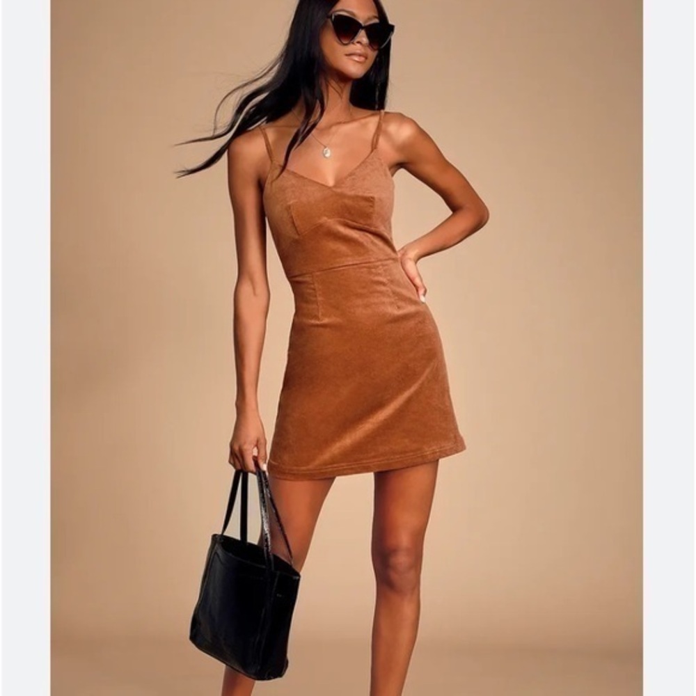 Savannah Burnt Orange Corduroy Mini Dress Size Large